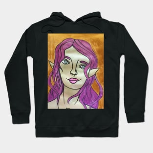 Elf With Purple Hair Mixed Media Illustration Hoodie